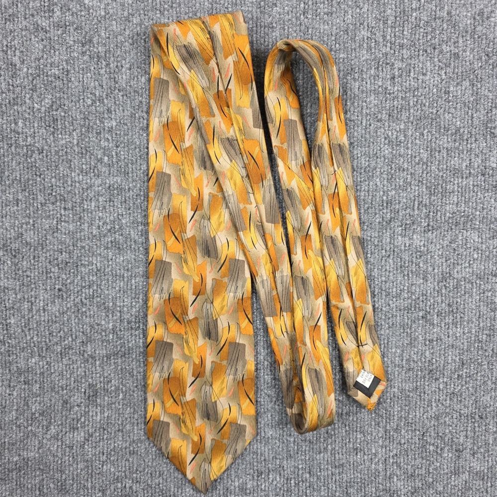 J Garcia Tie Mens One Size Gold Silk Abstract Geometric Print Necktie Jerry - Picture 3 of 8